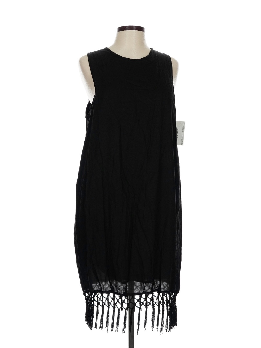Mud Pie Black Sleeveless  Fringe Hem Dress